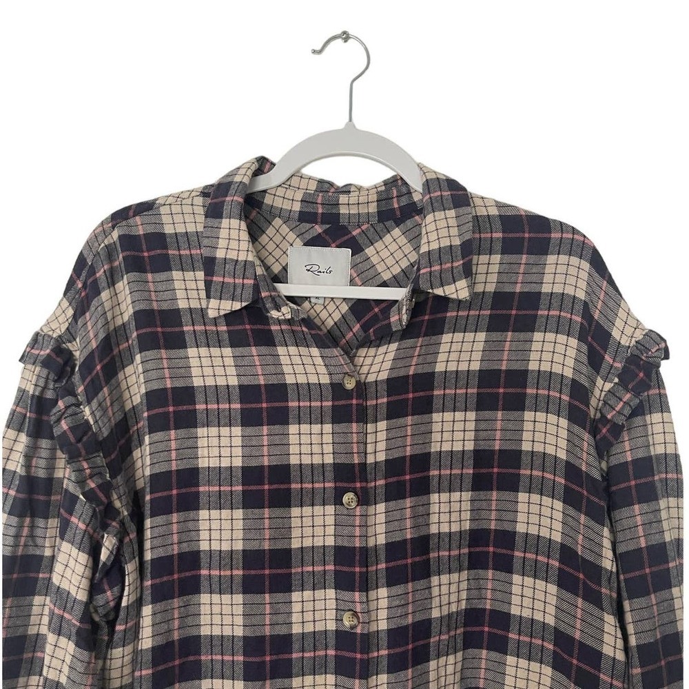 Rails Willow Ruffle Sleeve Flannel Button-Up Shirt - image 5